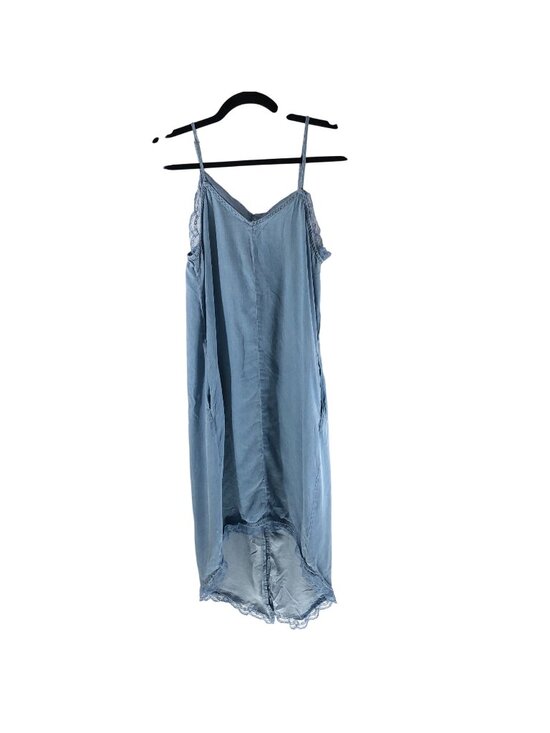 RACHEL Rachel Roy Dresses & Skirts - Rachel Roy Chambray Slip Dress Lace Trim Hi Low Hem Pockets Blue S